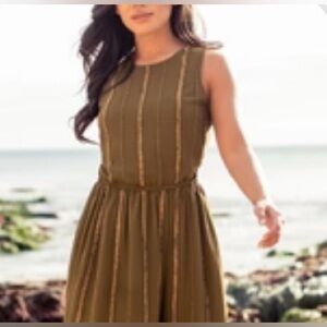 Joyfolie Olive Green Sequin Sleeveless Dress